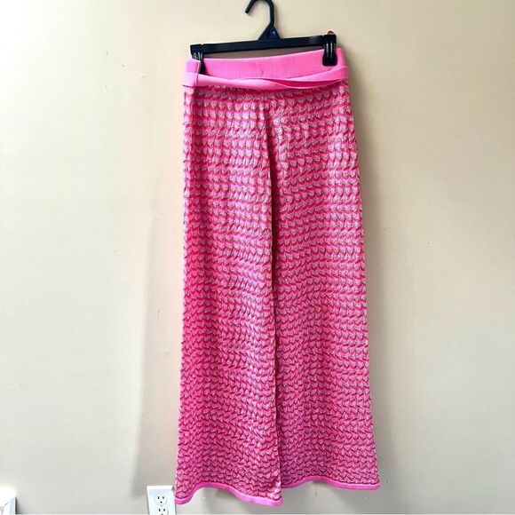 - Milly Cabana pink knit wide leg pants w/belt Size M - Picture 5 of 7